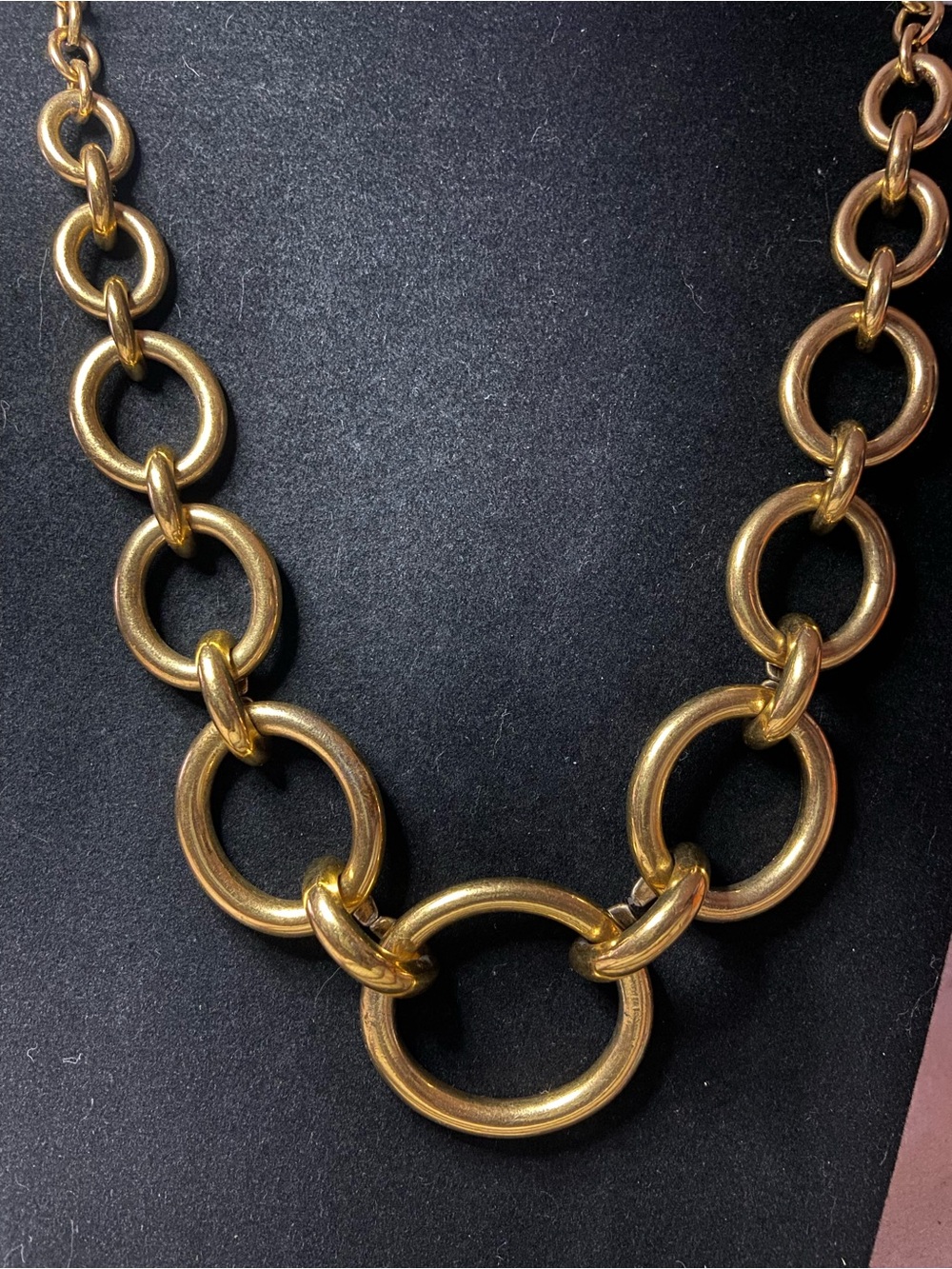 Vintage Heavy Money Gold Link Circle Necklace - Women Jewelry